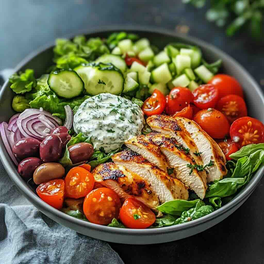 Mediterranean Chicken Salad with Creamy Tzatziki